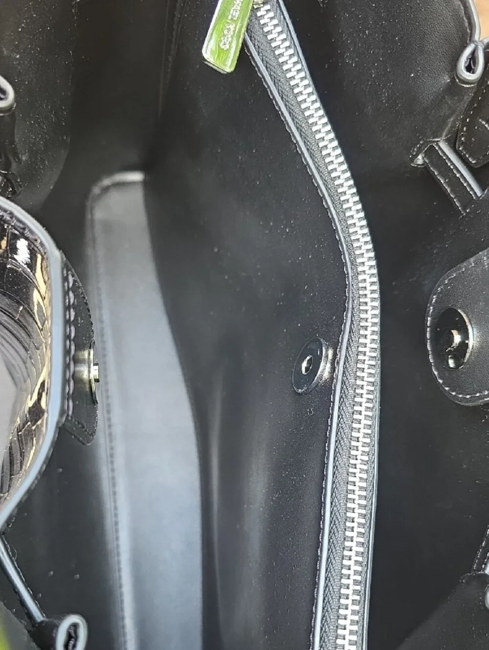 Michael Kors Black Croc-Embossed Patent Leather Tote - Picture 4 of 7